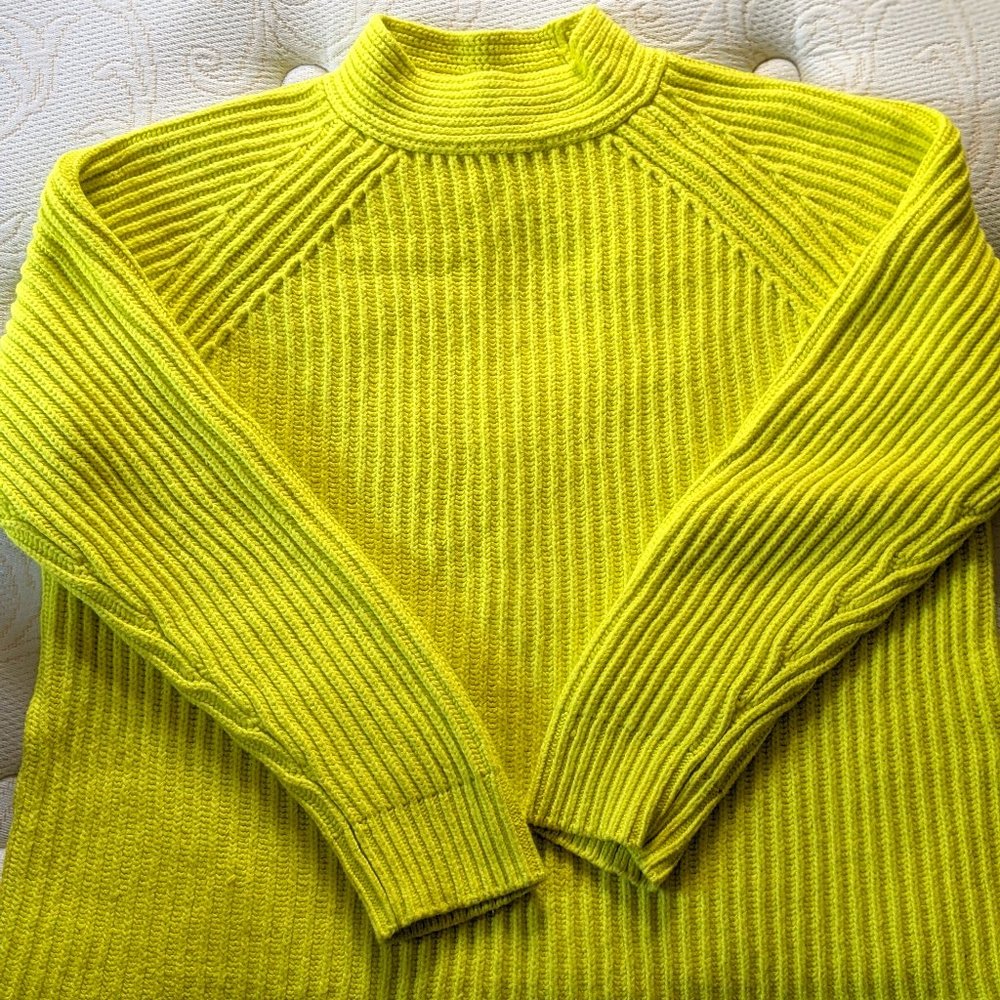 Banana Republic neon yellow mockneck rib sweater